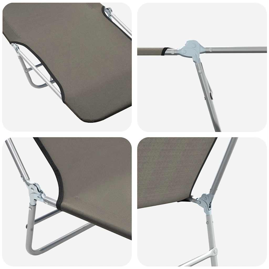 Folding Sun Loungers 2 pcs Steel and Fabric Grey